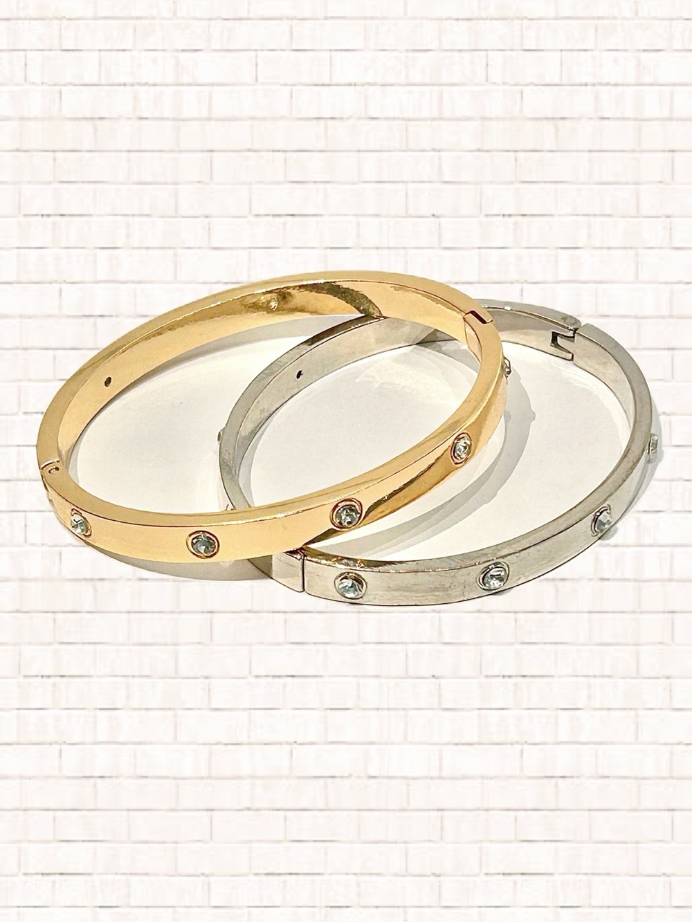 ADORNIA gold plated & silver tone eternity cuff bangle bracelet set of 2 EUC OBO
